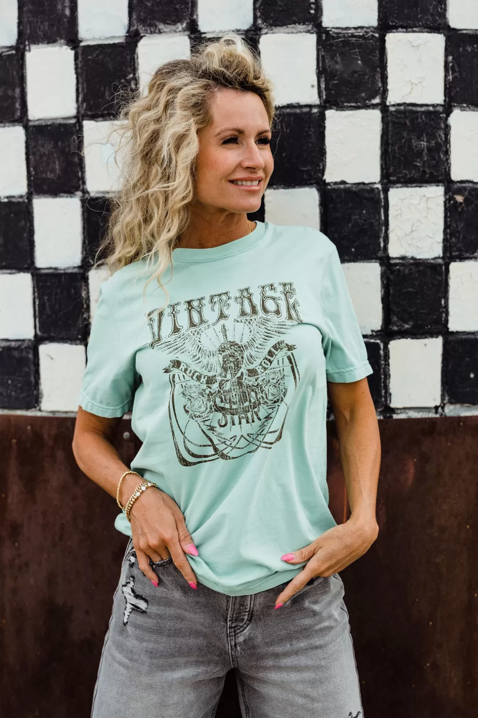 Tees | Rustee Vintage Rock Tee-Dusty Mint